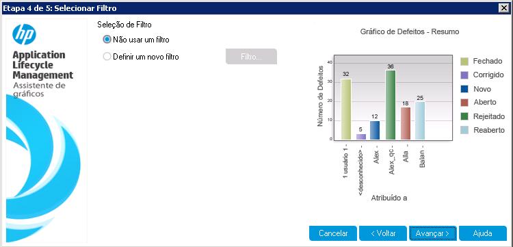 Capítulo 8: Analisando dados do ALM a. Clique em Avançar. A página Selecionar Filtro é aberta. b. Em Seleção de Filtro, selecione Definir um novo filtro. Clique no botão Filtrar.