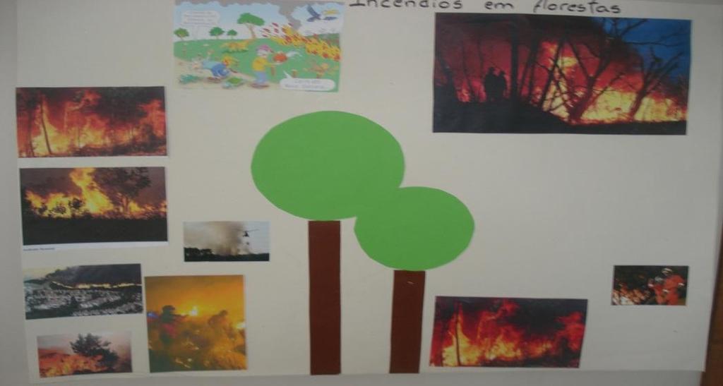 trabalho de grande grupo: observar e seleccionar as imagens que representem cada uma das situações de fogo; -Desenvolver noções matemáticas: conjunto e