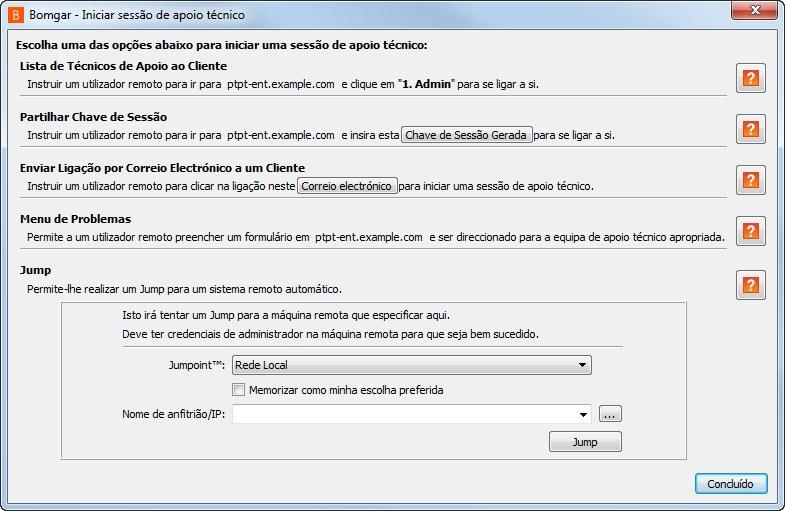 Apoio Técnico aos Utilizadores OPÇÕES DE INÍCIO DA SESSÃO Para uma referência rápida das maneiras de iniciar uma sessão, clique no botão Iniciar na parte superior da sua consola de apoio técnico.