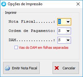 menu Lançamentos, abrirá uma sub-janela onde você poderá clicar em Notas Fiscal.