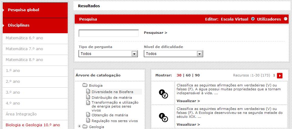 objetivos específicos. Poderá, ainda, criar perguntas de raiz, fazendo uso das ferramentas disponibilizadas na plataforma.