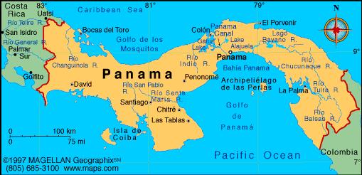 Ponto mais estreito da América central Cortado pelo canal do panamá (82 km) 1903: Apoiado pelos EUA o panamá consegue sua independência em relação a Colômbia Em
