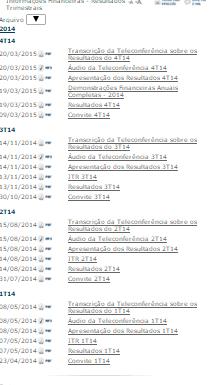 Novidades nas Seções Nova maneira de interagir com o conteúdo do website Resultados Trimestrais com novo