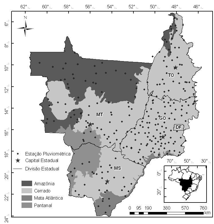 277615,1 km², e está localizado na região norte do Brasil, que por sua vez possui uma área de 385371,9 km². Os biomas Cerrado, Mata Atlântica, Pantanal e Amazônia abrangem a área estudada (Figura 1).