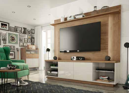 364,00 TEXTURA 3D + luz de led HOME THEATER com 2 portas L: 2,00m A: