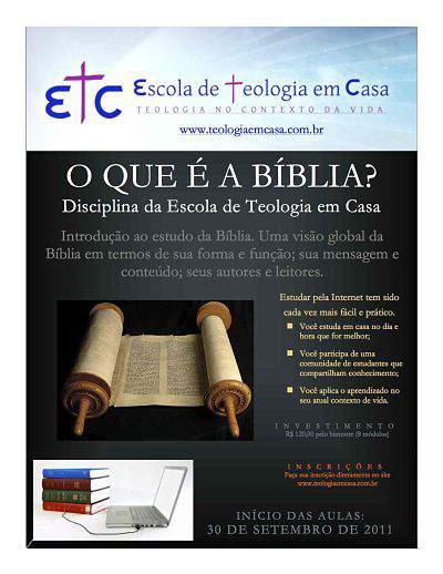 DISCIPLINAS REGULARES Para curso livre de Teologia Bíblica modalidade bacharelato BB01 O que é a Bíblia?