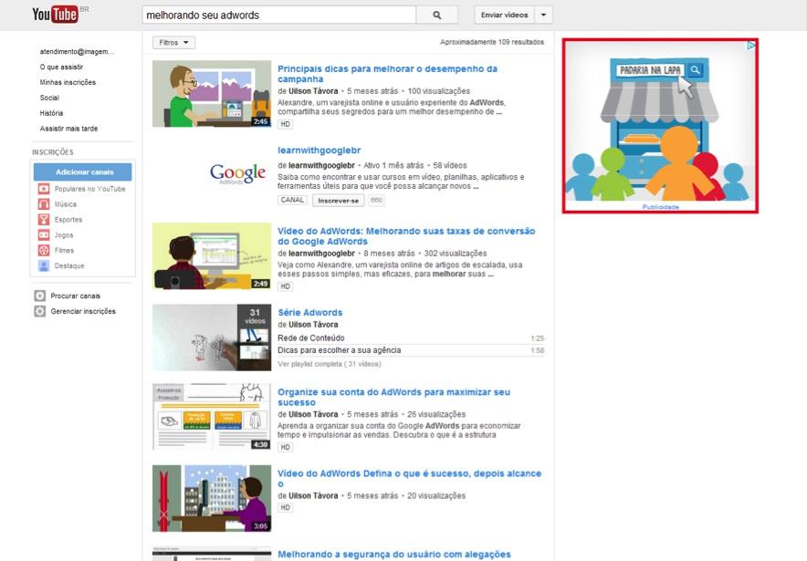 Google quando é escolhida a modalidade Rede de Display. Esta opção exibe a publicidade em websites relevantes para seu produto e ou serviço.