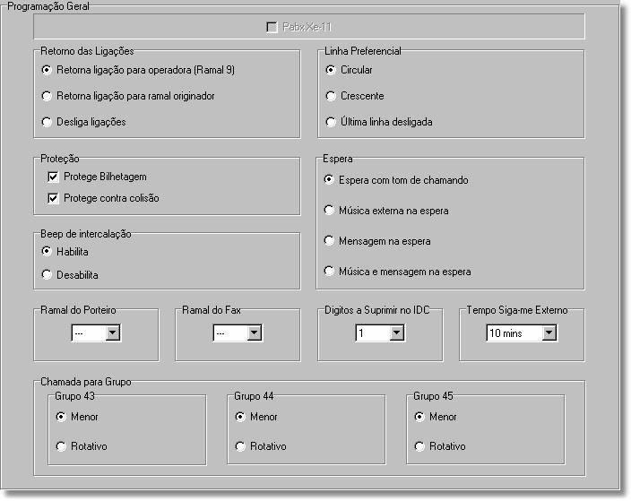 Selecionando o modelo do PABX: Esta opção só estará habilitada quando estiver com um arquivo aberto.