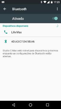 Bluetooth.» O ícone do Bluetooth aparece na barra de notificações. O Bluetooth começa, então, a procurar todos os aparelhos ao alcance e mostrará todos os dispositivos disponíveis.