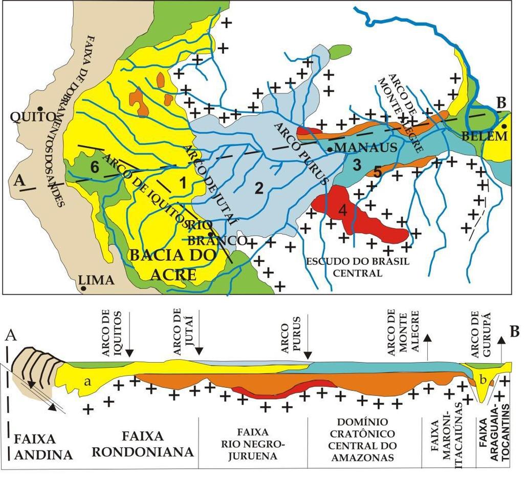 2.1 Contexto Geológico A unidade geotectônica mais importante no Estado do Acre é a Bacia do Acre, delimitada pelo Arco de Iquitos e pela faixa Andina (CAVALCANTE, 2006) (Figuras 03 e 04).