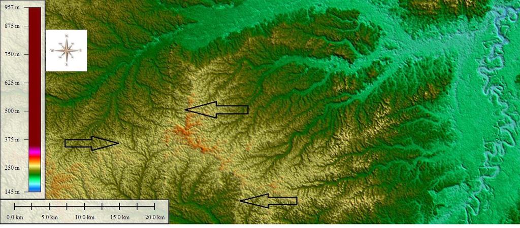 Corroborando com Suguio (1988) o padrão em treliça é caracterizado por drenagens controladas pela estrutura geológica, com um rio principal subsequente, bem marcante e cujos