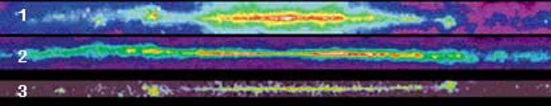 1. Contínuo em rádio, frequência 408 MHz, comprimento de onda 73 cm. Fonte: Elétrons de alta energia, especial-mente em restos de supernovas.