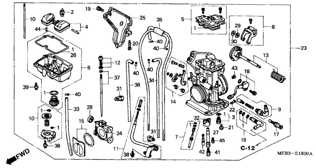 M-8 Carburador da peça Descrição CFR450R de série Tipo (4) 990-440-040 Gicleur, Marcha, Lenta, #4... ()......... 990-440-0480 Gicleur, Marcha, Lenta, #48... ()......... 990-440-0500 Gicleur, Marcha, Lenta, #50.