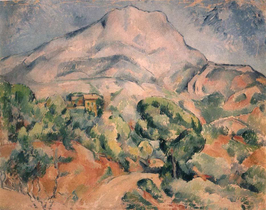 La Montagne Sainte-Victoire au-dessus de la route du Tholonet, 1896 98 Nesta montanha não há nenhuma linha do horizonte, mas sim uma