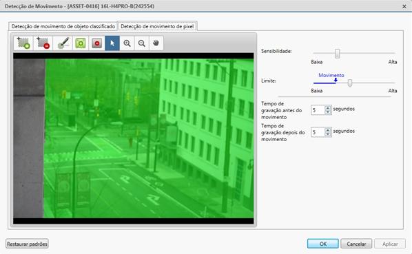 Cique neste botão e desenhe retângulos verdes para definir as áreas de detecção de movimento de pixel. Você pode desenhar vários retângulos para criar a área de detecção de movimento de pixel.