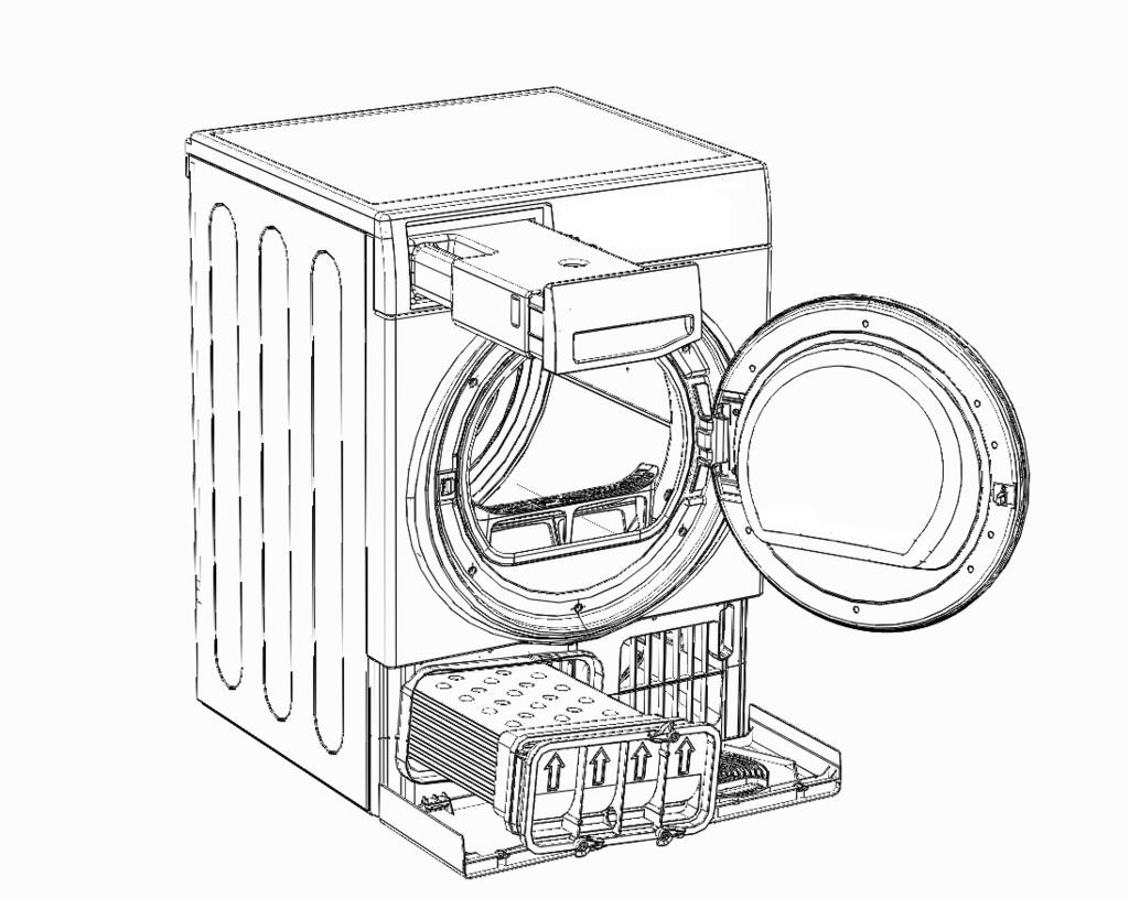 Manutenção e Cuidado Desligar a electricidade! Desligue a secadora quando não estiver em utilização, durante tarefas de limpeza e durante todas as operações de manutenção.