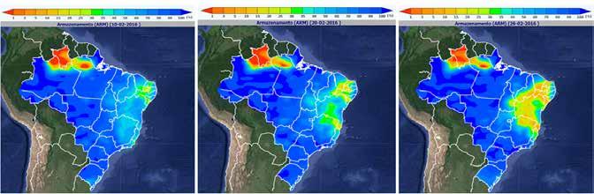 Figuras 6 Armazenamento hidríco diário dos dias 10, 20 e 29 de fevereiro/16. Fonte:: Inmet. 7.5.