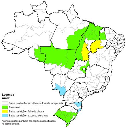 Figura 16 Mapa da produção agrícola Arroz Fonte: Conab/IBGE.