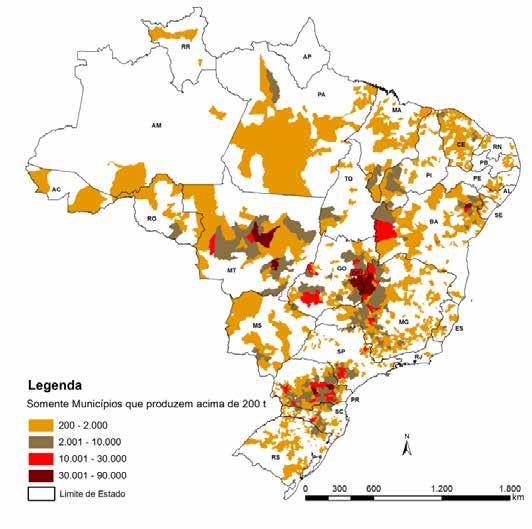 Figura 23 Mapa da produção agrícola Feijão total (primeira, segunda e terceira safras) Fonte: Conab/IBGE.