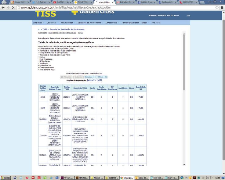 A relação também poderá ser visualizada nos formatos PDF (Adode Reader) e XLS (Excel).