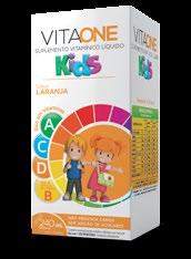 VITAONE Kids Comp. Mastigáveis Suplemento vitamínico-mineral Comprimidos mastigáveis sabor: laranja, uva e limão; Não provoca cáries.