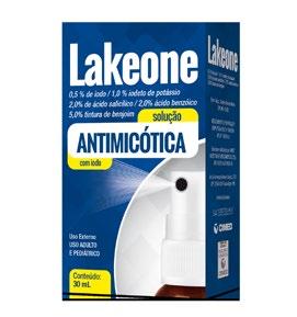 Lakeone iodo + iodeto de potássio + ácido salicílico + ácido benzóico + tintura de benjoim Referência: Lakesia, Genomma.