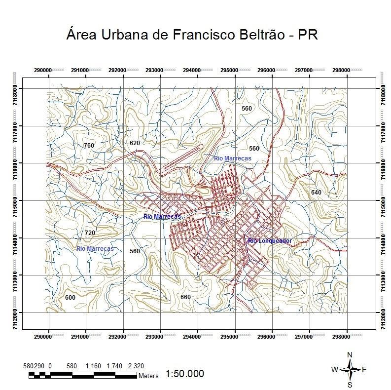834 Representação 01: Área urbana de Francisco Beltrão. Fonte: IBGE, 1998. Autora: GERON, 2013.