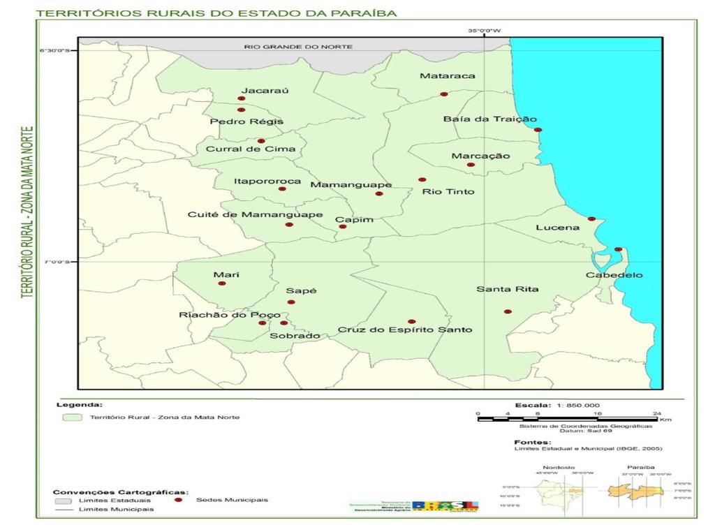 ZONA DA MATA NORTE Centros urbanos - Cabedelo e Santa Rita (região Metropolitana de João Pessoa)/ Mamanguape e