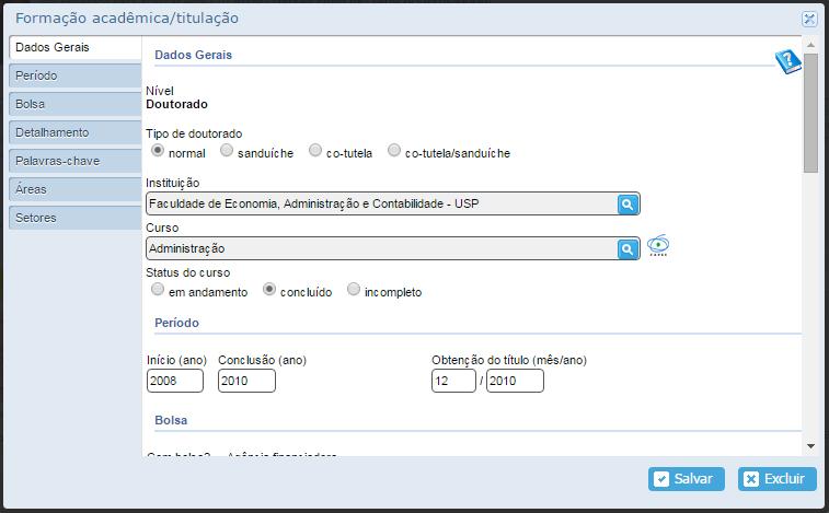 A3) Formação Formação acadêmica/titulação Ens.