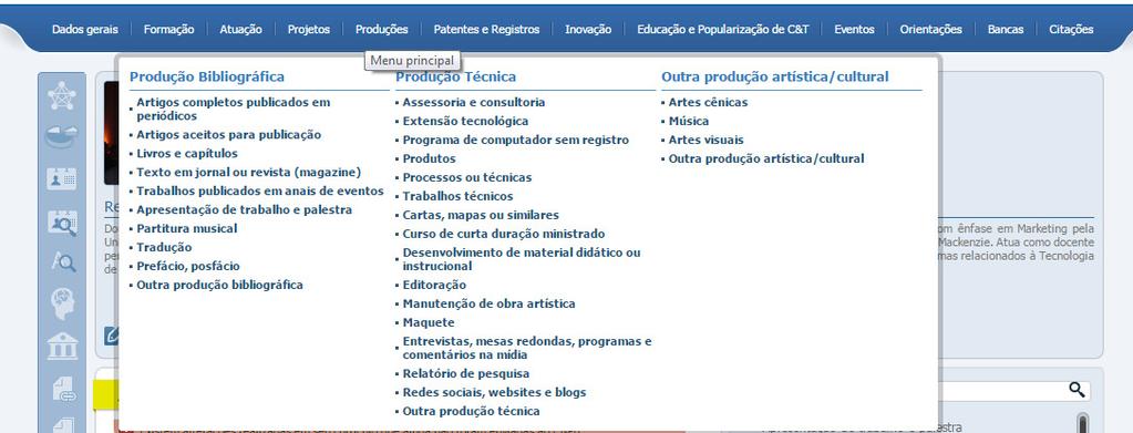 A6) Produções Inserir produções