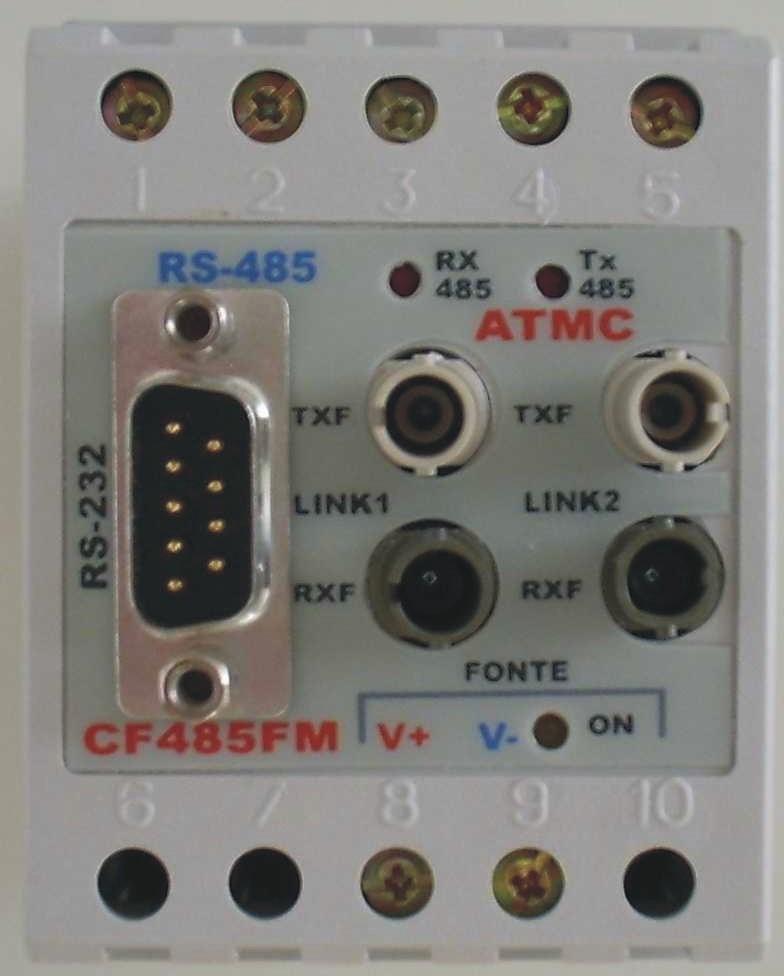 O CF485FA125 permite a conversão das interfaces da seguinte forma: Todos os dados que entram na interface RS232, são retransmitidos na interface RS485 e interfaces ópticas (saem destas interfaces