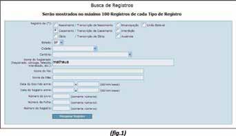 Como Usar Manual de Introdução à CRC Nacional BUSCA DE REGISTROS 1-Localizando Registros: Para localizar um determinado registro, clique no Link Buscar Registros.