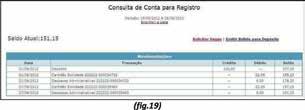 Como Usar Clicando no link Dados Bancários o sistema mostrara uma tela (fig.16) para o cadastramento de sua conta. Indique o período que deseja pesquisar e pressione o botão Exibir.