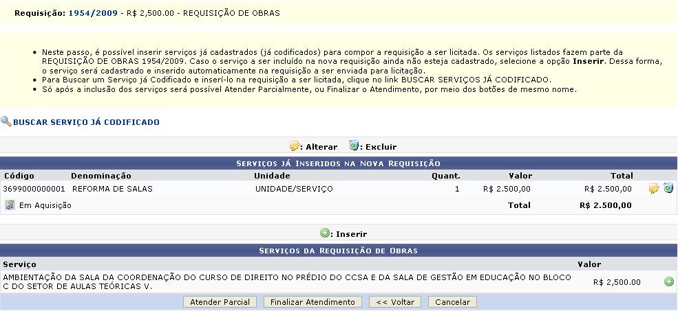 Para exemplificar, preenchemos o campo Quantidade com 1.