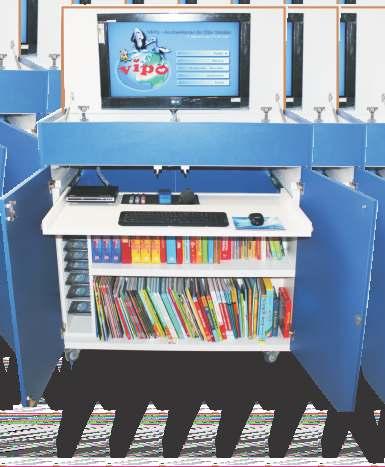 DESCRIÇÃO DO MATERIAL DA ESTAÇÃO DO SABER DESCRITIVO Carro biblioteca em madeira MDF laminado de 15mm, com dimensões apropriadas para facilitar a mobilidade nas unidade escolares, com vitrine lateral