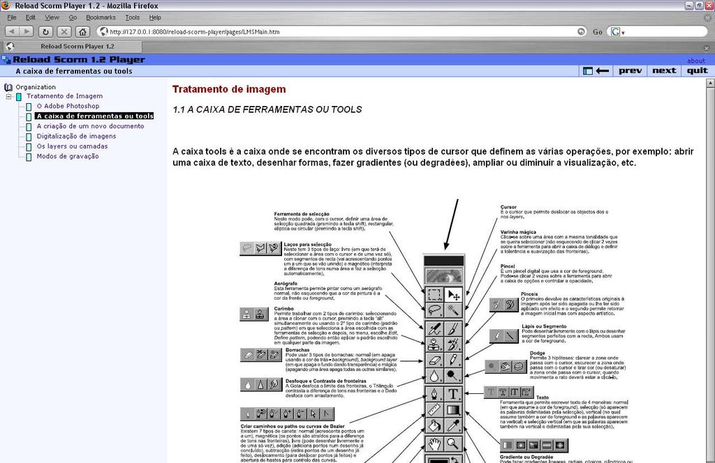 Reload OA SCORM Tratamento de Imagem visualizado no Reload