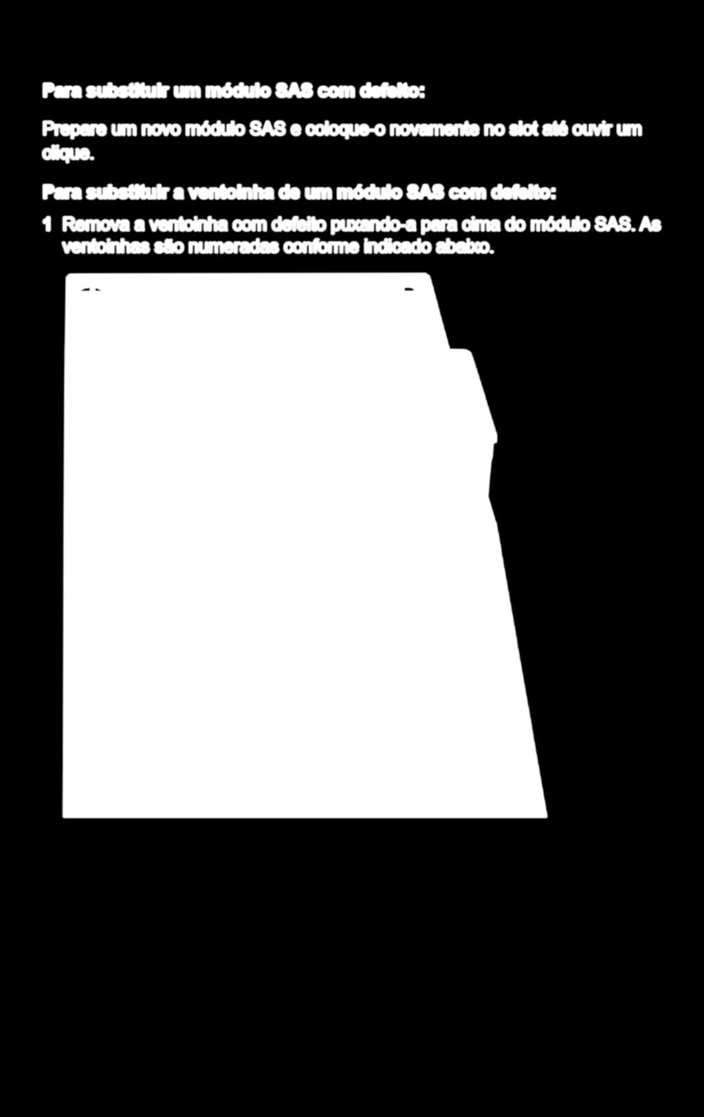 Para substituir um módulo SAS com defeito: Prepare um novo módulo SAS e coloque-o