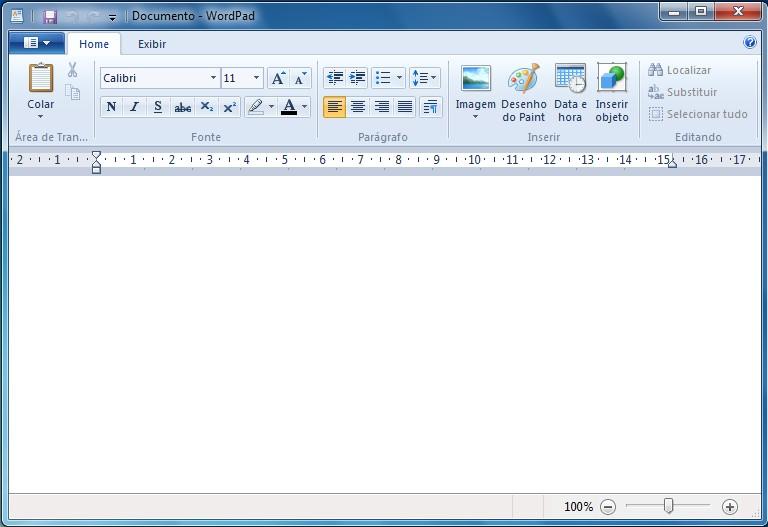 WORD PAD Editor de texto com formatação do Windows. Pode conter imagens, tabelas e outros objetos. A formatação é limitada se comparado com o Word. A extensão padrão gerada pelo Word Pad é a RTF.