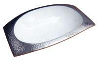 Saladeira oval alumínio branca c/ detalhes martelado 30x17cm - 7898527400891 cx
