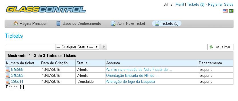 Acompanhamento de Tickets Para usuários não registrados Para acompanhar seus Tickets (tanto no modo manual como no automático) o usuário deverá acessar o Link da Página Inicial do Sistema (clique