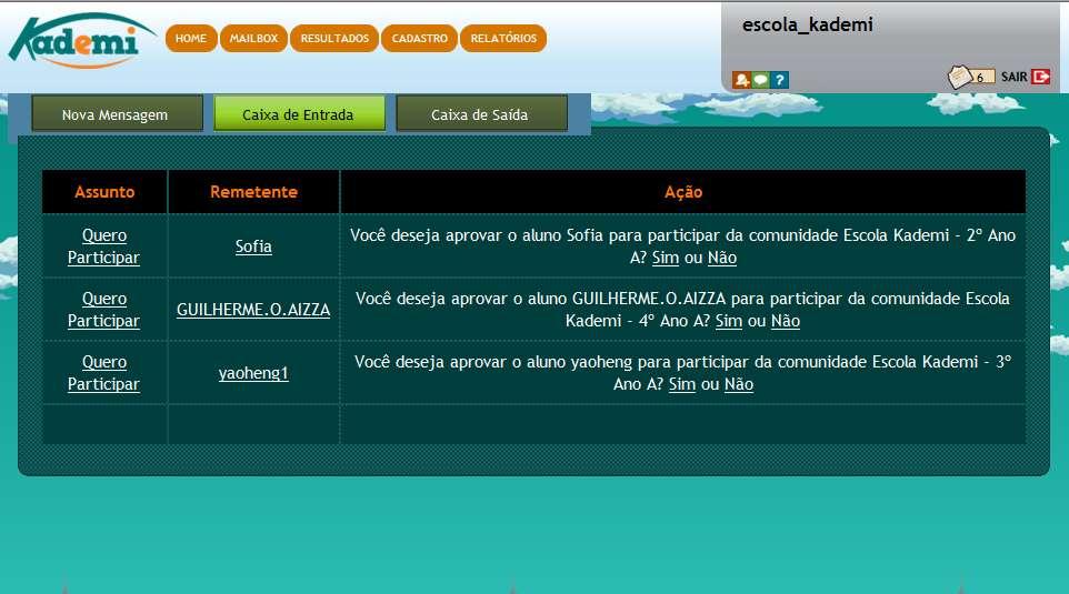 Função MAILBOX: Associar Aluno à ESCOLA MAILBOX / Integrar Aluno que tem kademi CENÁRIO: Um aluno já tem seu cadastro no kademi e deve ser associado à Escola no kademi.