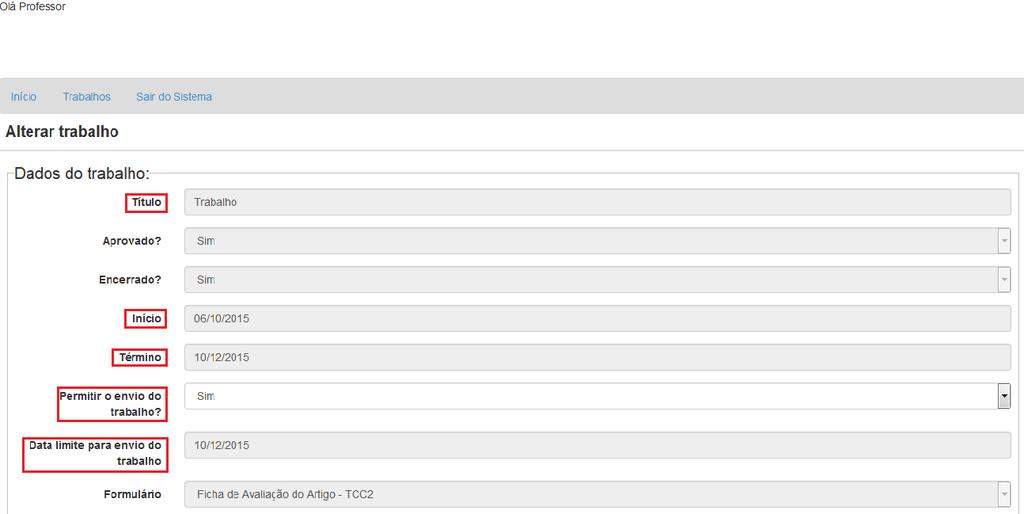 Figura 6: Editar trabalho