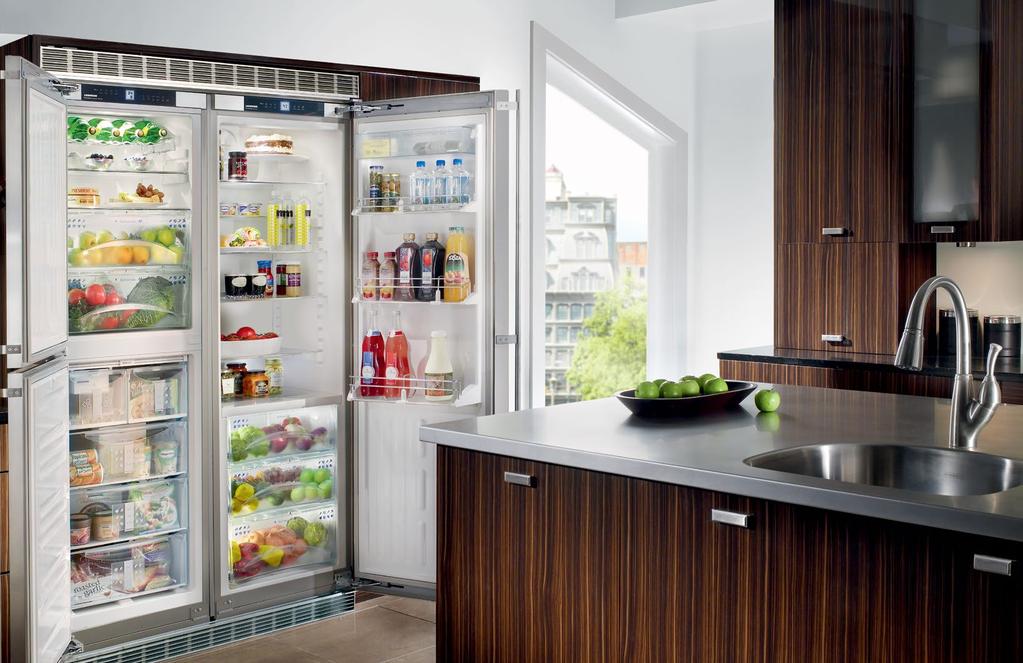 Refrigeradores de Embutir 122 Todos os designers de cozinha ficariam satisfeitos com as marcantes opções de design da linha SBS 242, formada pelos modelos BF 1061 e RB 1410.