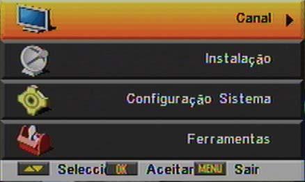 MENU CANAL 3. MENU CANAL OSD 15 OSD 16 OSD 17 OSD 18 Carregue na tecla [Menu] do comando à distância para entrar no menu principal (OSD 15). 1. Carregue nas teclas do comando à distância [ ] para seleccionar a opção Canal.