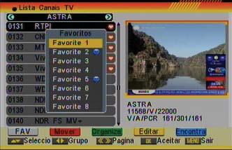 Pode mover a selecção premindo as teclas do comando à distância[ ] e carregando em [OK] pré-visualiza a imagem do programa de TV escolhido, na janela situada à direita. 2.