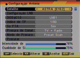 Carregue nas teclas do comando à distância [ ] para se deslocar pelas diferentes opções do menu. 4. Carregue em [OK] para entrar na opção do sub-menu escolhido.