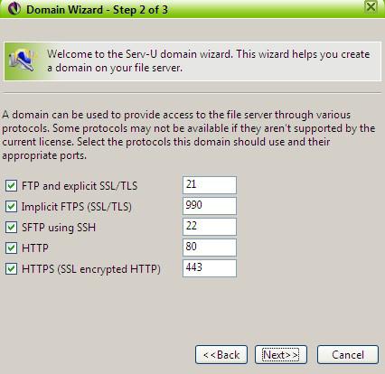 6. Verifique ou altere as portas de serviço FTP apresentadas na figura Portas FTP e clique em Next>>