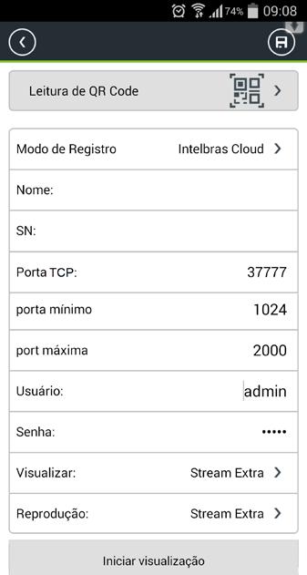 Leia o QR code localizado no menu Intelbras Cloud