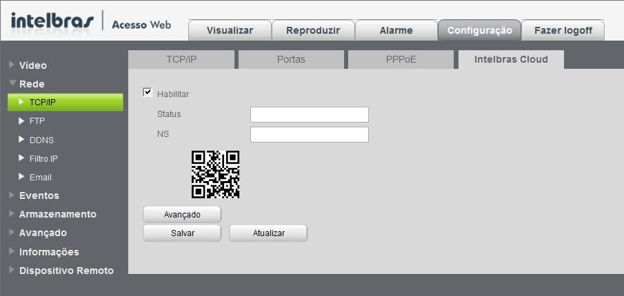 Máx. conexões: apresenta a quantidade máxima de acessos simultâneos suportada pelo sistema. Porta de serviço: o padrão é 37777. Utilizada para o envio das imagens e autenticação de senha do DVR.