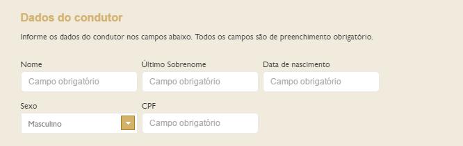 inclusão das informações do cartão que fará o pagamento.